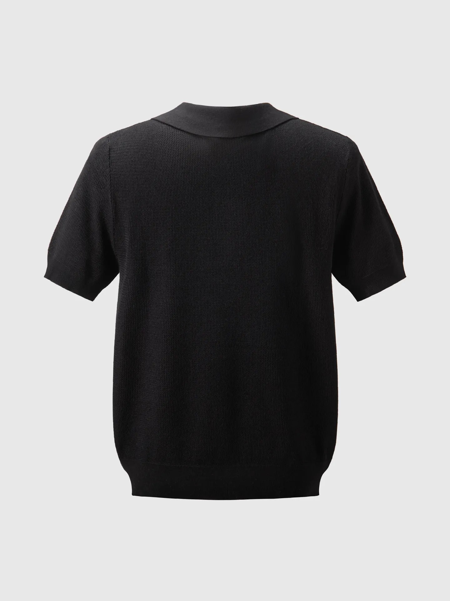 Style No. D 08 Old money style LP flat lapel knitted polo. See picture 9 for details of fabric composition. Size: S M L XL Color: Black. Gray apricot. Gray.